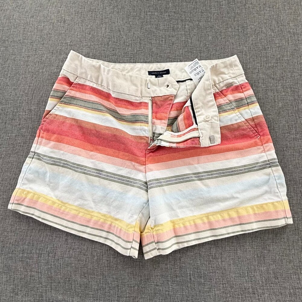 Tommy Hilfiger Chino Shorts Striped 100% Cotton‎ Size 8 Casual Wear
